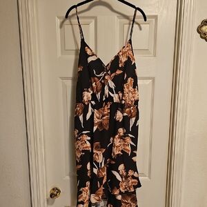 PatPat Black and Brown Floral High Low Dress